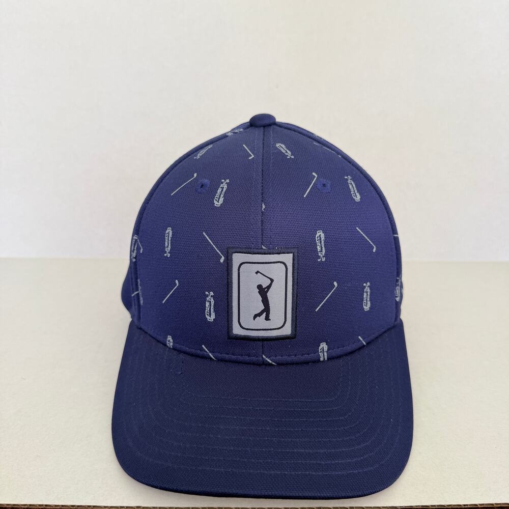 PGA TOUR Pro Series Golf Hat Navy Blue All Over Print Adjustable Snapback
